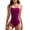 Purple, variant on Women's One Piece Swimsuit Tummy Control Ruched Bathing Suit Color Block Push Up Swimwear for Beach Pool