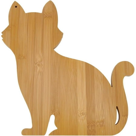 Cat Wood Cutting Board Craft Serving Tray for Home Kitchen Cooking Decor Sandy Brown 288x280x15mm