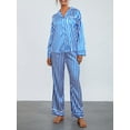 thumbnail image 2 of Douhoow Women Christmas Pajamas Striped Long Sleeve Shirt and Pants 2pcs Sleepwear Loungewear Set, 2 of 9
