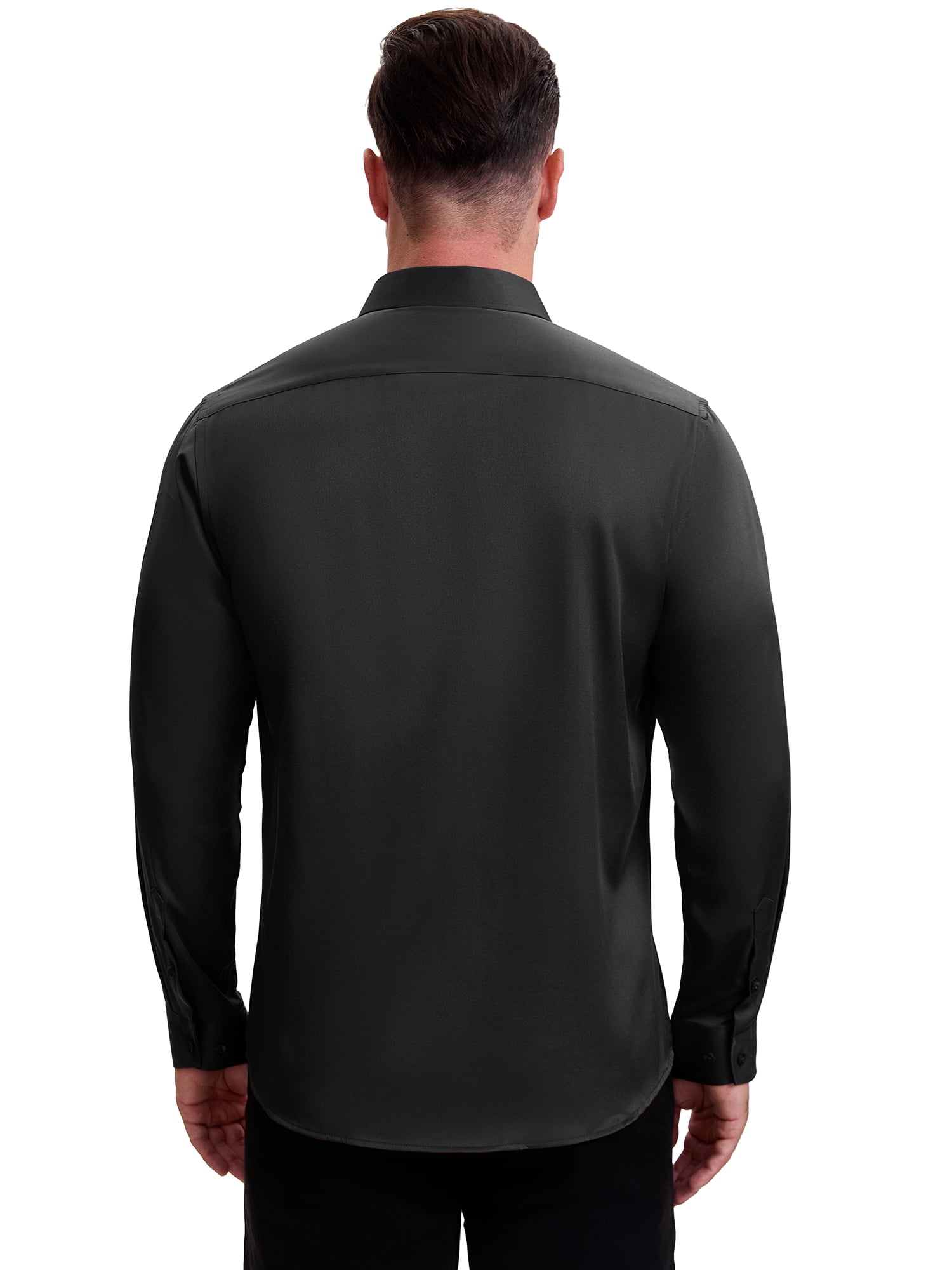 DARING DIVA Men's Point Collar Long Sleeve Button Down Formal Shirts S Black