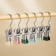 thumbnail image 4 of YAOMOBB Metal Hanger Clip with Rubber Coating Stainless Steel Space saving Rubber coated Metal Clip Hook 5Pcs Multifunctional Clothes Drying Clip with Hook, 4 of 6