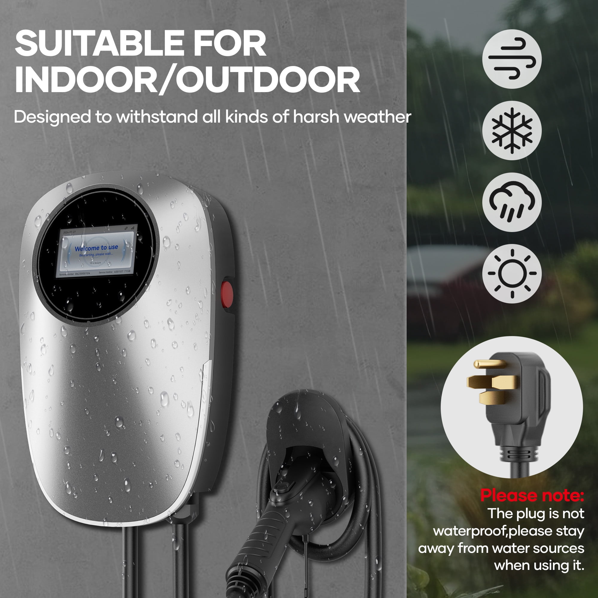 Naipo EV Charger  Level 2 Electric Vehicle Charging Station Max 48A 10.86KW  Electric Car Charging 240V with NEMA 14-50 Plug Suitable for All J1772 EVs