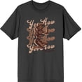 thumbnail image 3 of Yeehaw! Pin Up Cowgirl Adult Charcoal Crew Neck Short Sleeve Tee-XS, 3 of 4
