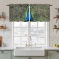 thumbnail image 2 of Peacock Feathers Tier Curtains, Contemporary Aesthetic Art Light Filtering Kitchen Curtains, 2Pcs Rod Pocket Half Window Treatments Panels for Sink Cafe Cabinet Camper 27.5x36 Inches, 2 of 9