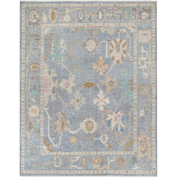 Hand Knotted Oushak Wool Rug - 7'10'' x 10'1''