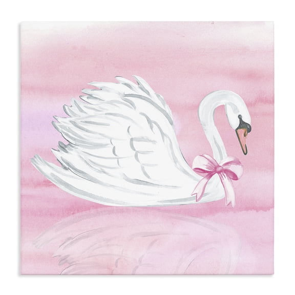 Stupell Industries Glam Pink Bow Swan Canvas Art, 17 x 17, by Corinne Haig