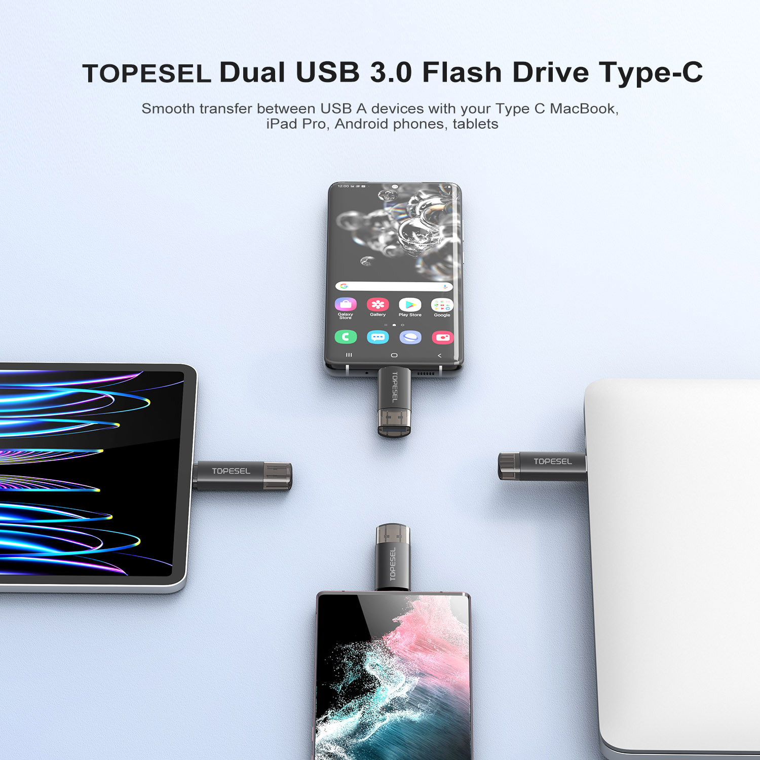 Topesel 128GB Dual USB 3.0 Flash Drive USB-C & USB-A photo 5
