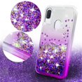 thumbnail image 3 of Cute Liquid Glitter Case for Alcatel 3V 2019 w[Temper Glass Screen Protector] Cover Shock Proof Girls Women Phone Case - Purple/Clear, 3 of 5