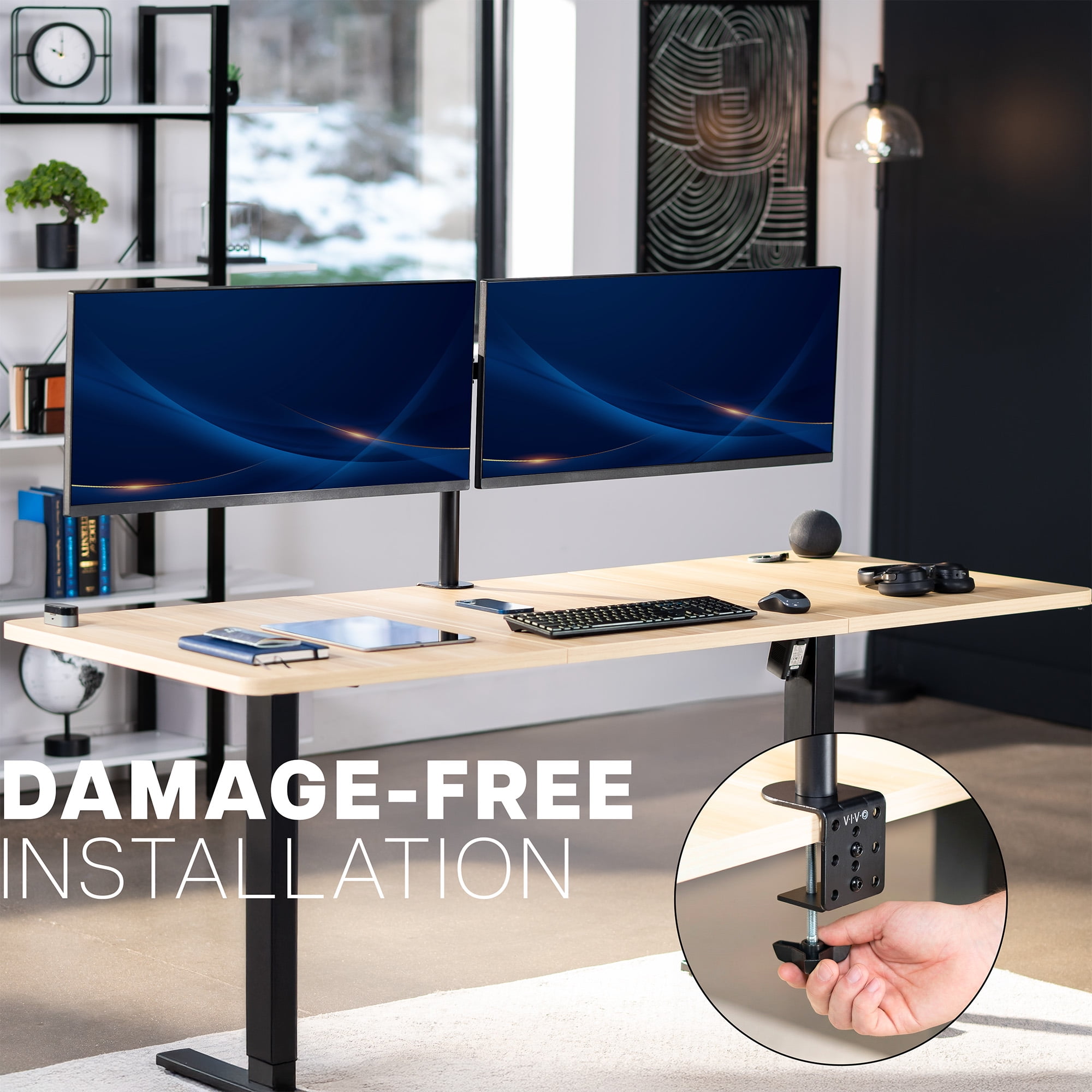VIVO Telescoping Dual Ultrawide 27" to 38" Monitor Heavy Duty Desk Mount Stand