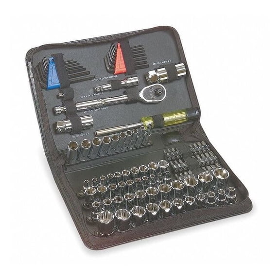 Socket Wrench Set,1/4", 3/8" Dr,102 pc 3FE99