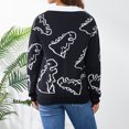thumbnail image 4 of Liacowi Women Juniors Knitted Cardigan Long Sleeve Dinosaur Print V Neck Sweater Button Down Casual Loose Pullover Knitwear, 4 of 8