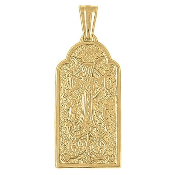 18K Yellow Gold Armenian Cross Pendant - 58 mm