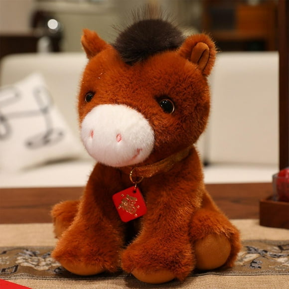 Birdeem Figurine de Cheval en Peluche, Poulain Réaliste Mignon, Animal en Peluche Doux, Décoration de Petit Cheval de 6,3 Pouces pour Bureau à Domicile, Cadeau pour les Amoureux des Chevaux