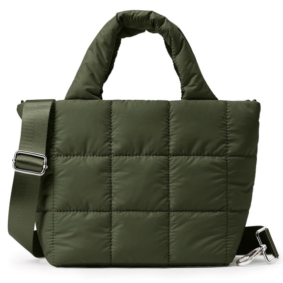 Quilted Tote Bag Small Puffer Crossbody Bag for Women Lightweight Nylon Puffy Shoulder Handbag with Adjustable Strap