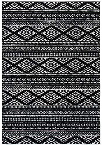8' x 10' Ivory SAFAVIEH Tulum Collection TUL272Z Moroccan Boho Tribal Non-Shedding Living Room Bedroom Dining Home Office Area Rug Black 