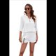 thumbnail image 1 of Conjunto de Camiseta Holgada de Corta con Cuello en V y Pantalones Cortos con Bolsillo para Mujer, Color Liso, , Talla XL, 1 of 6