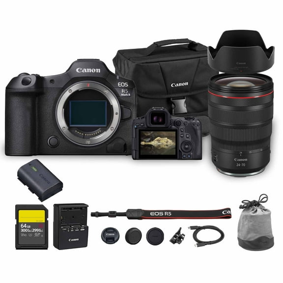 Canon EOS R5 Mark II Mirrorless Camera | 45MP Full Frame Sensor 8K Video Recording | Advanced IBIS Autofocus for Professional Creators (6536C002)   Canon RF 24-70mm Lens   64GB Card   Canon Bag