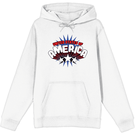 Americana United States Of Americana White Adult Long Sleeve Hoodie-Medium