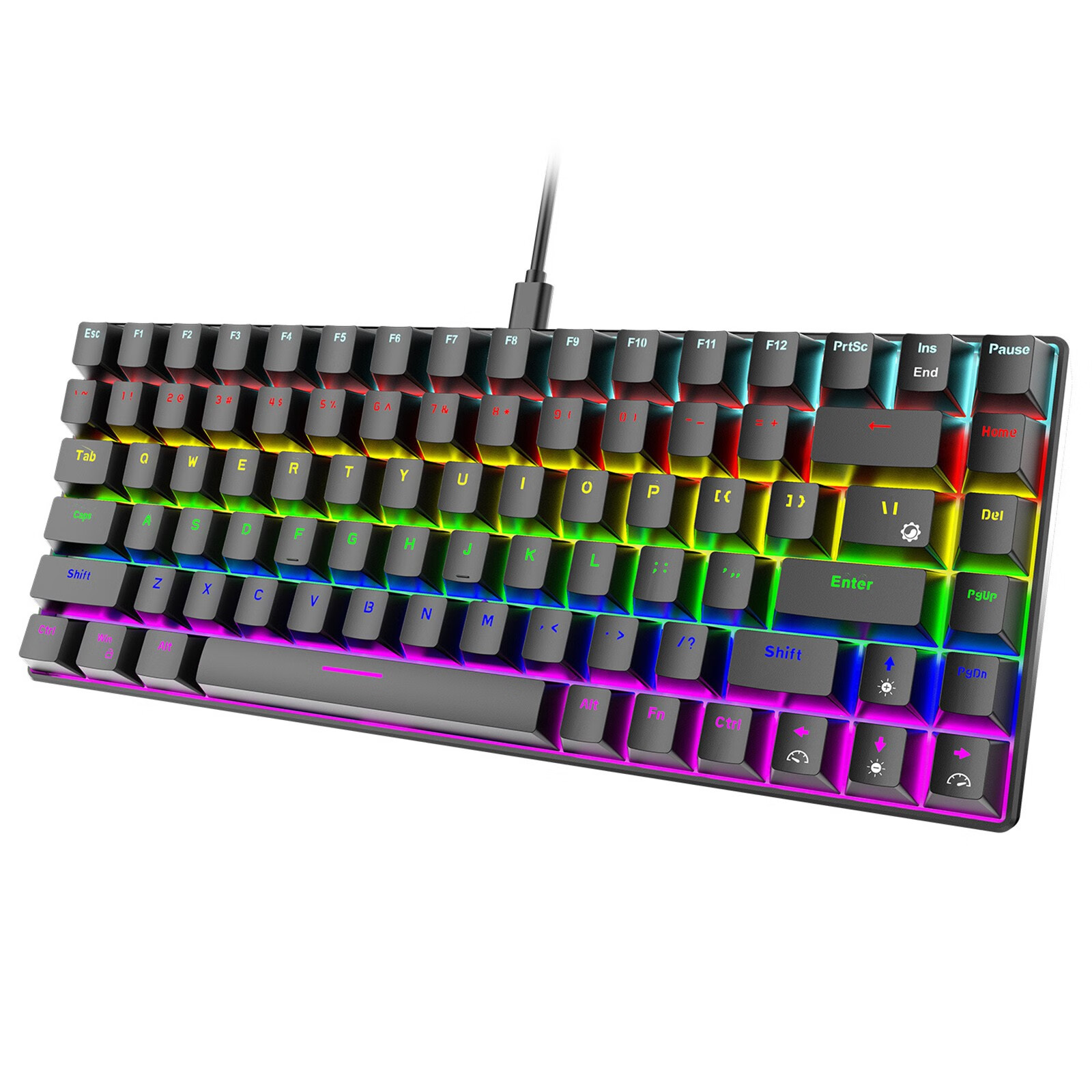 Jpgif 84 Key RBG Luminous Mechanical Keyboard USB C Wired 70 Compact