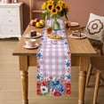 thumbnail image 2 of 4th of July Table Runner 70 Inches, Independence Day Floral Checkered Stars Bed Runner Dresser Scarves Tabletop for Indoor Outdoor Parties/Ceremony/Banquet, 13" x 70", 2 of 9