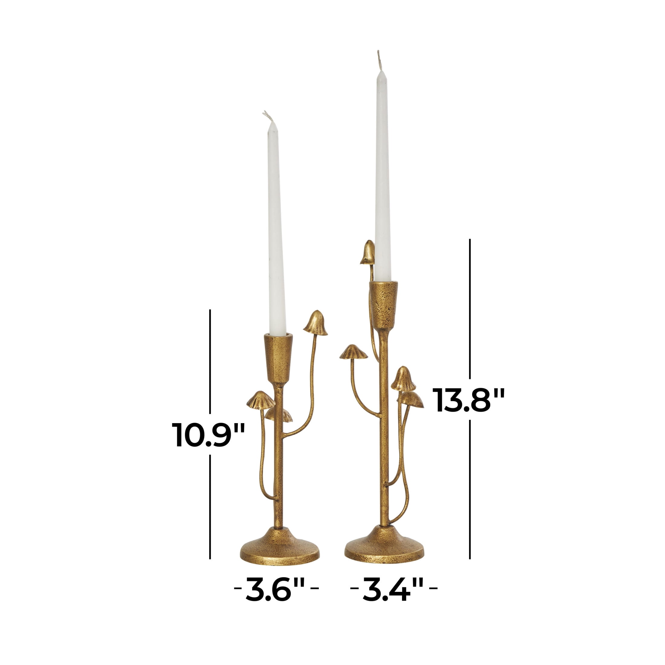 DecMode 2 Candle Gold Metal Abstract Mushroom Inspired Candle Holder, Set of 2