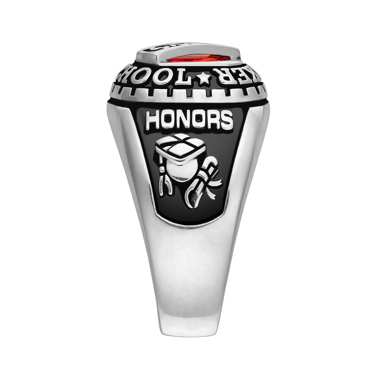 Order Now for 2025 Graduation, Freestyle Class Rings Platinum Birthstone Class Ring, 8 x 6mm, Celebrium, 5 to 12.5