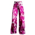 thumbnail image 4 of Charmgo Palazzo Pants for Women, Women's Vintage Floral Print Wide Leg Pant High Waisted Stretchy Flowy Pants with Pockets, Baggy Pants for Women Hot Pink XL, 4 of 4