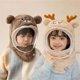 thumbnail image 4 of Gorro de terciopelo de invierno para hombres y mujeres para niños con máscara, gorro a prueba de viento, gorro con protección para los oídos, chal cálido para bebé, gorro integrado, 4 of 4