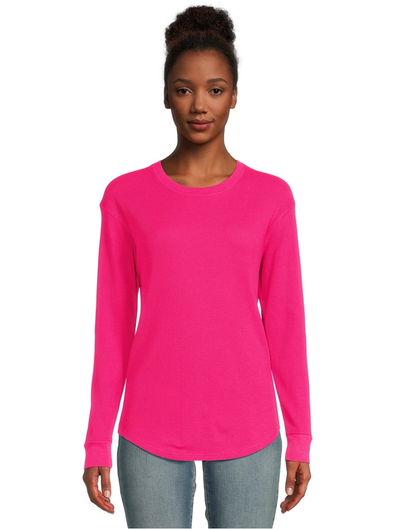 トップス Rame long sleeve tops Time and Tru Thermal Top - Long-Sleeve Crew Neck Shirt - Walmart.com
