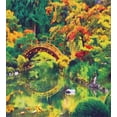 thumbnail image 3 of Ambesonne Japanese Duvet Cover Sets, Garden with Old Bridge, 2-Queen, Green Orange, 3 of 7