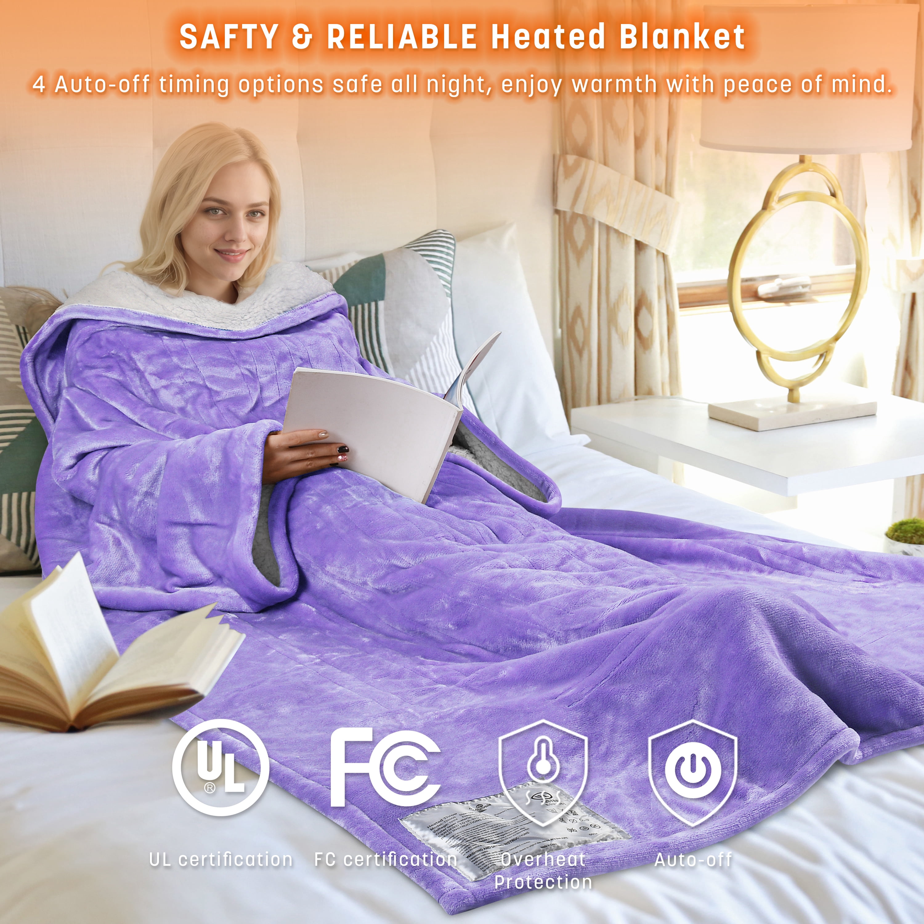 Catalonia Heated Blanket with Sleeves, Electric Snuggle Blanket for Women Men, Wearable Wired Heating Throw Blanket,Cold Gift