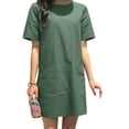 thumbnail image 5 of ZANZEA Women Short Sleeve Pocket Mini Dress Solid Color Vintage Straight Dresses, 5 of 15