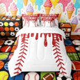 thumbnail image 3 of Erosebridal Red Drippy Baseball Print Twin Bedding Sets, Sports Monogram Bedding Comforter Set for Kids Boys and Girls, Reversible 7-Piece, 3 of 6