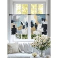 thumbnail image 4 of Abstract Color Block Sheer Curtains 45 Inches Long 2 Panels Black Gold Modern Oil Painting Art Light Filtering Semi Sheer Window Curtains Drapes for Bedroom Living Room 52"x45", 4 of 7