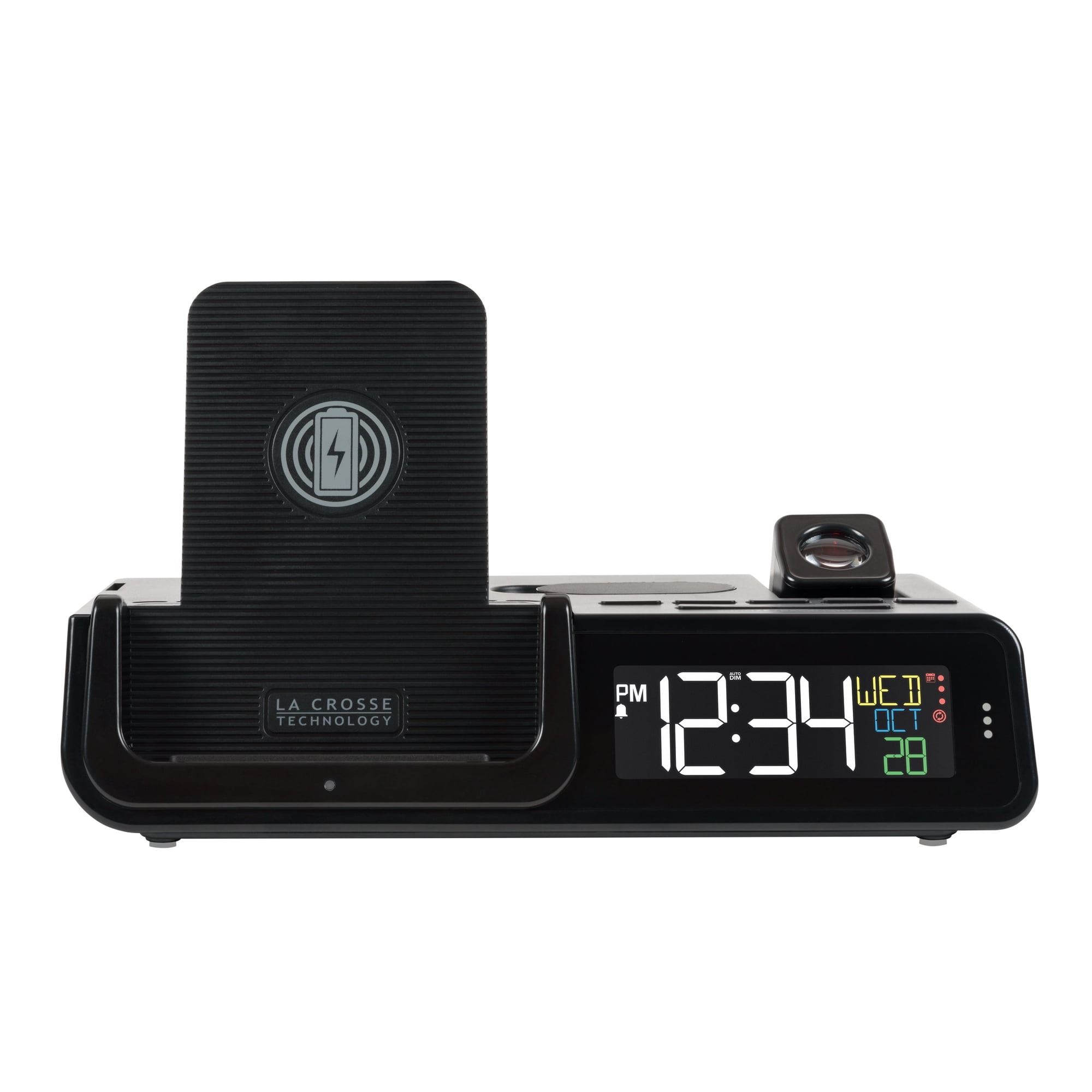 La Crosse Technology Wattz 2.0 Projection Alarm Clock with 10W Wireless Charging Docking Station, C75709-INT