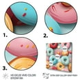 thumbnail image 3 of Designart "Kitchen Pattern with Pink and Blue Doughnuts II" Fashion Wall Art - Modern Pink Food Donuts Hallway Wall Art Decor, 3 of 6