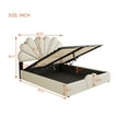 thumbnail image 3 of Royard Oaktree Queen Size Bed Frame with Storage, PU Upholstered Platform Bed with Lift Up Hydraulic System, Petal Shaped Headboard, Decorative Metal Balls, No Box Spring Needed (Beige), 3 of 7
