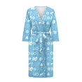 thumbnail image 3 of Yuyamidu HO-HO-HO Bathrobe Women Lightweight Spa Robe Snowflake V-Neck Nightgown Blue Kimono Robes Christmas Robe Womens 3/4 Sleeves Homewear Size 2XL, 3 of 7