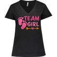 thumbnail image 3 of Inktastic Team Girl Pink Footprints and Arrow Women's Plus Size V-Neck T-Shirt, 3 of 5