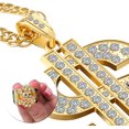 thumbnail image 3 of Hip Hop Dollar Necklace and Rings, Rapper Plated Chain, Hip-Hop Plated Ring, Dollar Sign Pendant Chain, Rap Singer Gold Dollar Pendant Chain, Rapper Accessories, 3 of 5