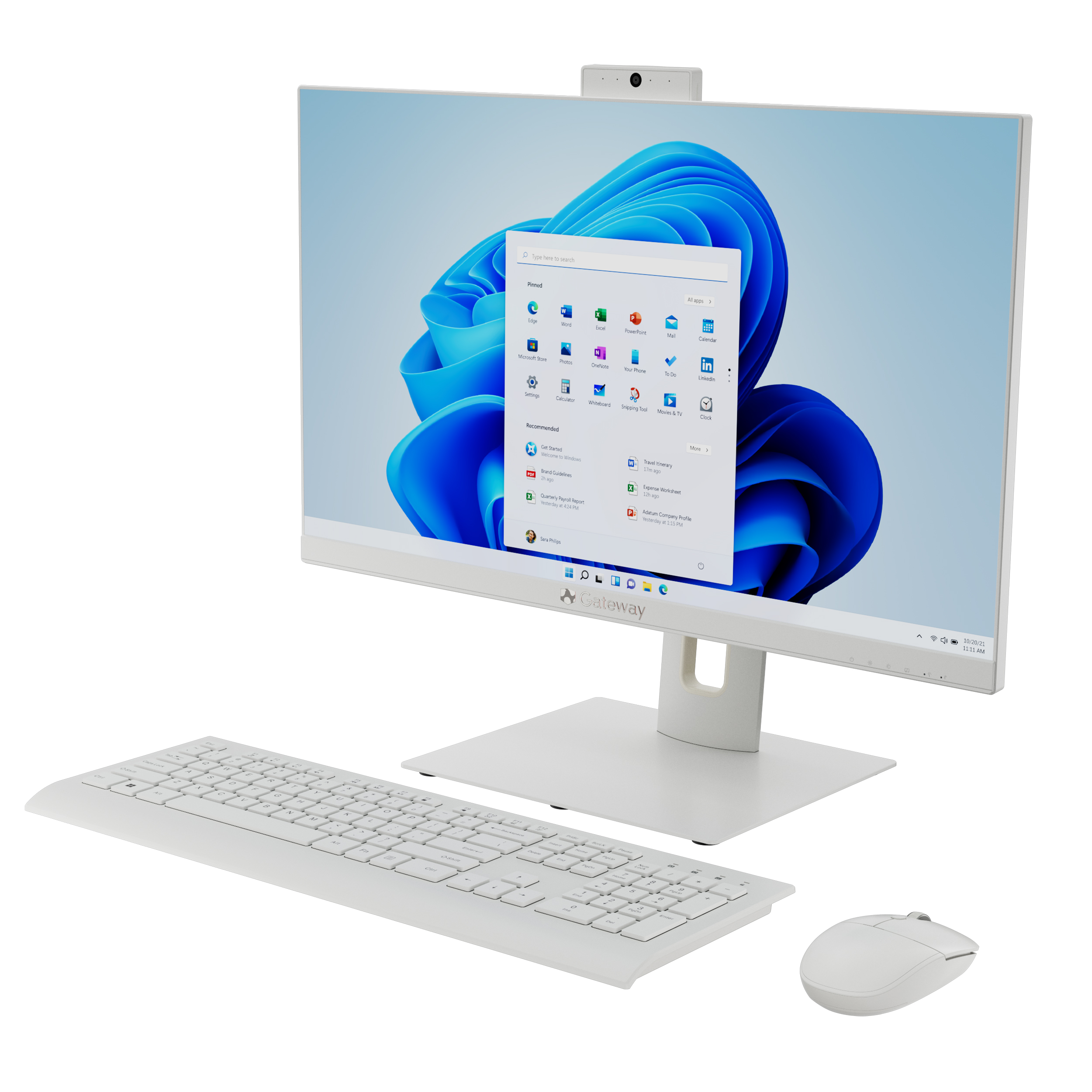 Gateway 23.8" All-in-one Desktop, Fully Adjustable Stand, FHD, Intel Pentium J5040, 4GB RAM, 128GB SSD, 2MP Camera, Windows 11, Microsoft 365 Personal 1-Year Included, Mouse & Keyboard Included, White - image 4 of 11