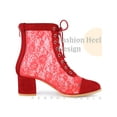 thumbnail image 3 of BLISSFUL STEP Women's Ankle Boots Floral Lace Square Toe Lace Zip Block Heel  Red 5.5, 3 of 6