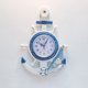 thumbnail image 1 of Reloj de pared Azul y Blanco Modelado de Barcos Estilo Marino Reloj de decoración Personalizado para Estudio Dormitorio Tamaño pequeño Ave Marina 34x23cm/13.4x9.1in, 1 of 5