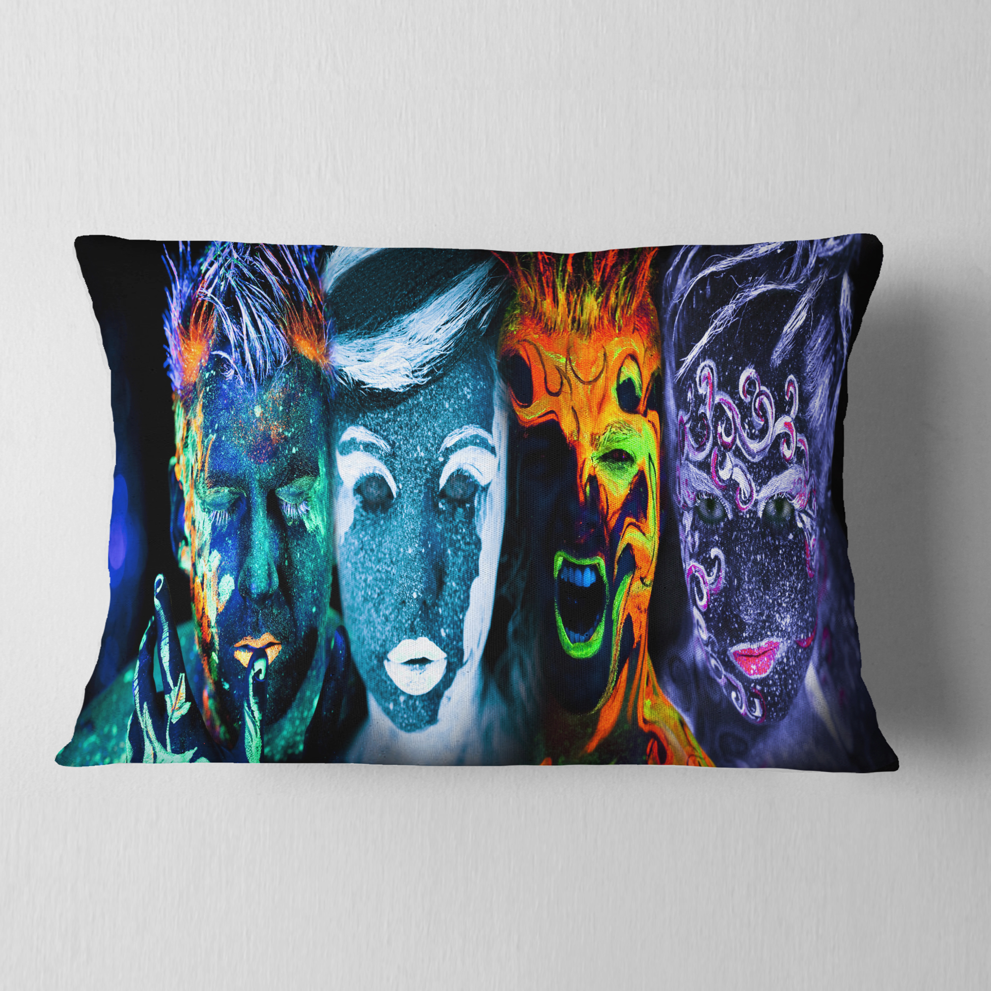 Designart Earth Fire Air and Water - Abstract Portrait Throw Pillow - 12x20