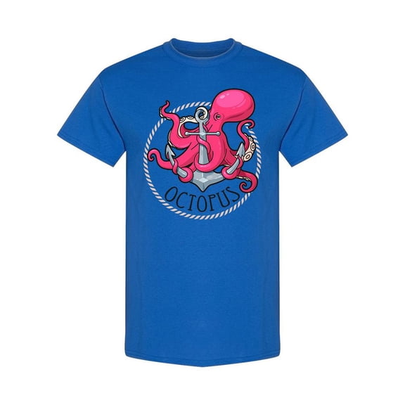 Octopus And Anchor Design T-Shirt Men -Image by Shutterstock, Male Medium