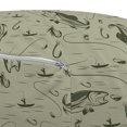 thumbnail image 3 of Fishing Pouf Cover with Zipper, Hobby Concept Pattern with Fisherman on Boat Catching Trouts with Rot and Hook, Soft Decorative Fabric Unstuffed Case, 30" W X 17.3" L, Dusk Army Green, by Ambesonne, 3 of 5