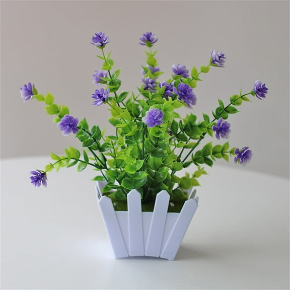 Splihome Artificial Potted Flowers Fake False Plants Outdoor Garden Home in Pot Decor Purple