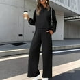 thumbnail image 2 of Kinrui Women's 2 Piece Matching Lounge Set Winter Long Sleeve Quarter Zip Pullover Wide Leg Airport Travel Pants Casual Sweatsuit Tracksuits Black,S, 2 of 8
