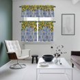 thumbnail image 5 of Lemons Kitchen Curtains Valances and Tiers Set of 3 National Style Summer Lemon Blue Floral Texture Linen Tier Curtains and Valance with Rod Pocket for Small Windows, 27.5"x36", 5 of 9