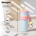 thumbnail image 4 of Sidagar 24 oz Ceramic Lined Insulated Everyday Tumbler, Leak-Resistant Straw Lid, Macron Blue, 4 of 7